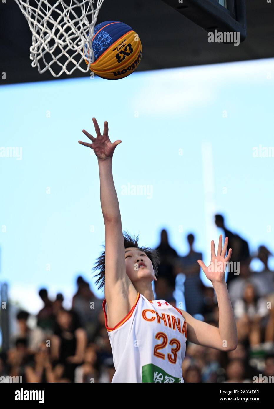 Singapore 29th Mar 2024 Wang Hong Of China Shoots During The Fiba 3x3 Asia Cup 2024 Women S Singapore 29th Mar 2024 Wang Hong Of China Shoots During The Fiba 3x3 Asia Cup 2024 Women S