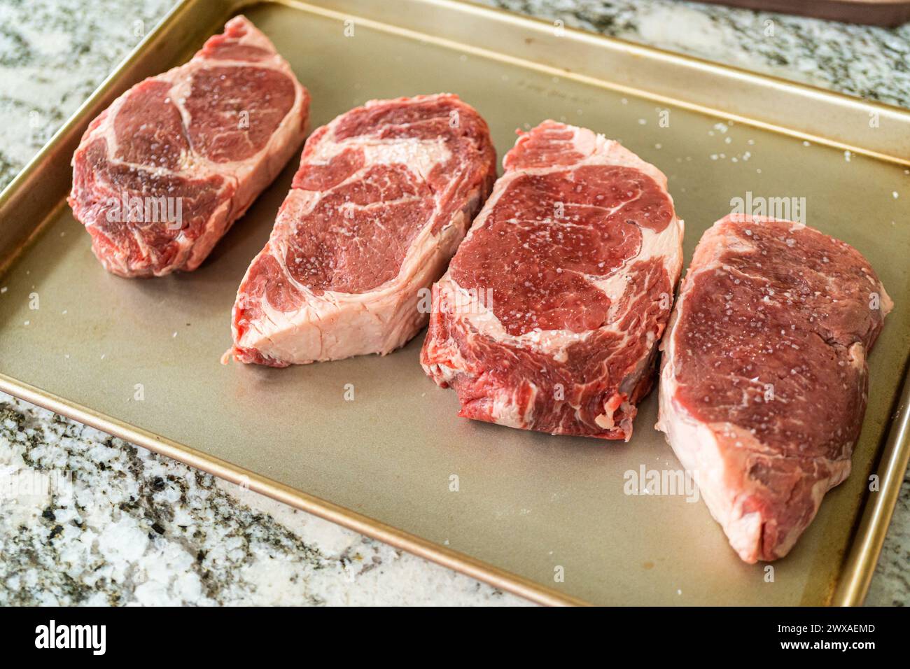 Seasoned Rib Eye Steak Ready for Grilling Stock Photo Alamy