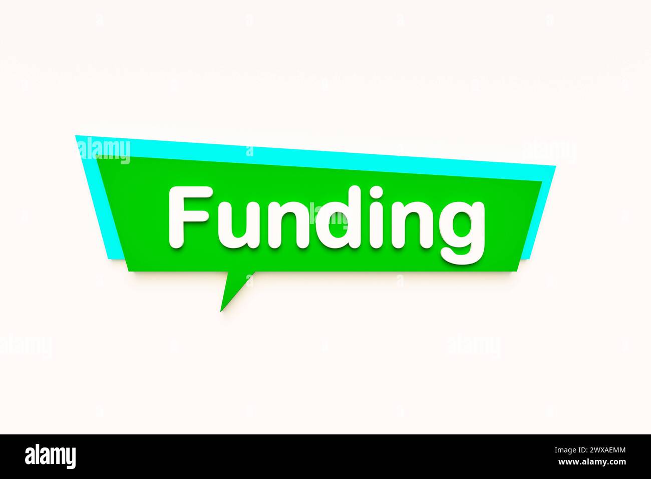 Funding Funding, colored cartoon speech bubble, white text. Business, finance, credit, money. 3D illustration text bubble J014 funding Stock Photo