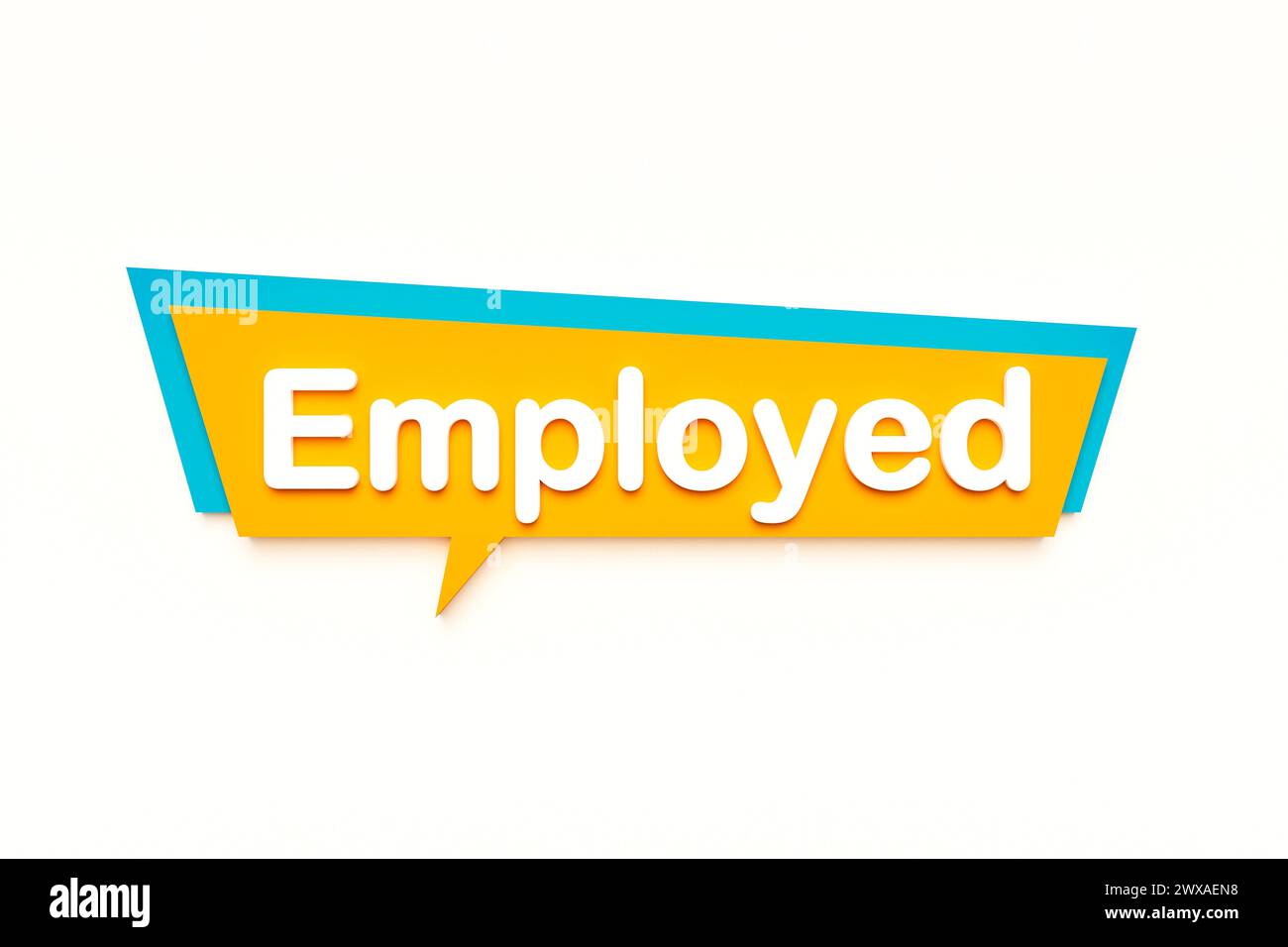 Emlpoyed Emlpoyed, colored cartoon speech bubble, white text. Occupation, hiring, job, work. 3D illustration text bubble J018 employed Stock Photo