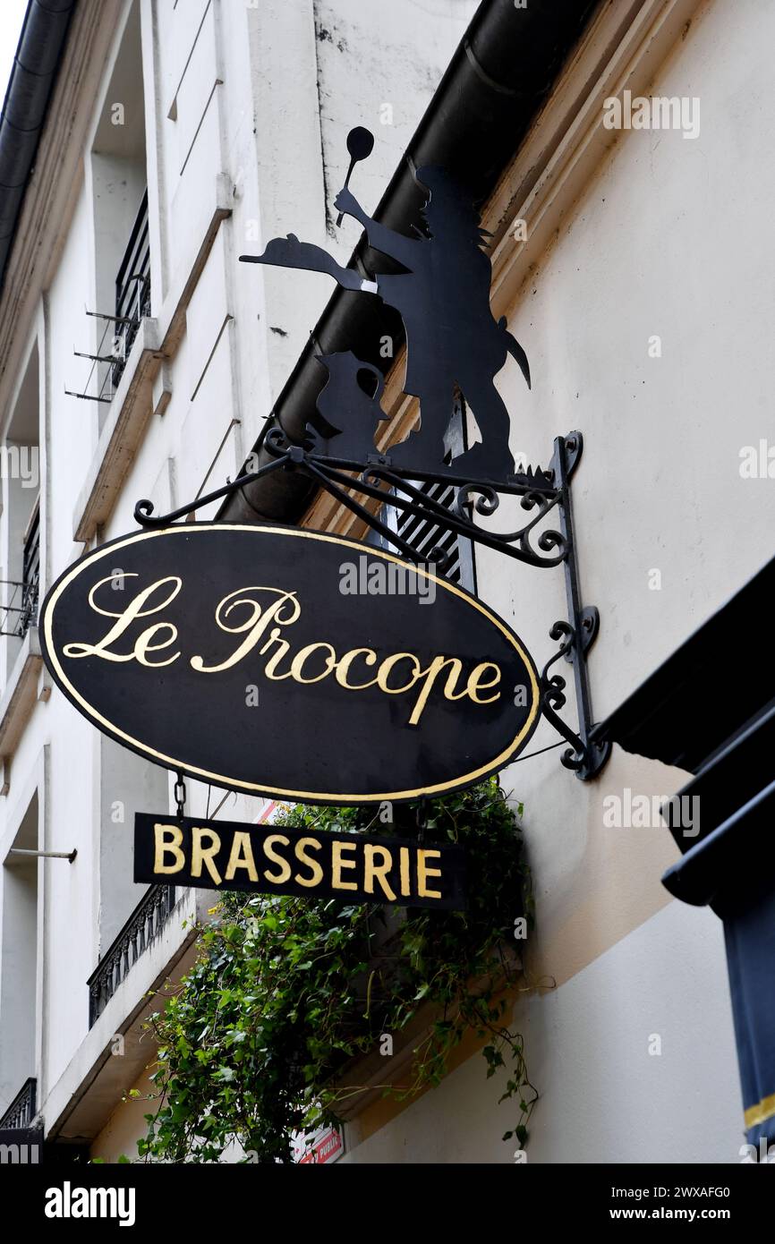 The Procope Café of Paris - Saint Germain des Prés - France Stock Photo