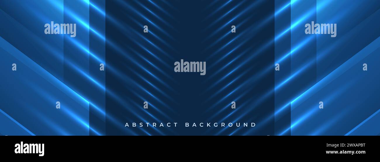 Abstract blue background with geometric dynamic glowing diagonal lines ...