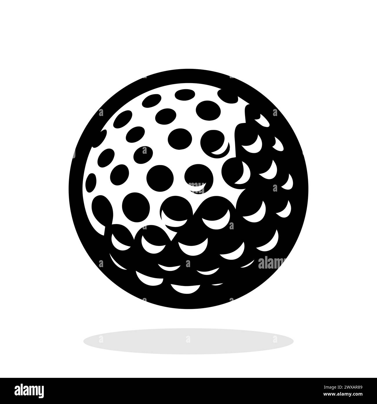 Golf ball icon. Black and white golf ball icon isolated on white ...