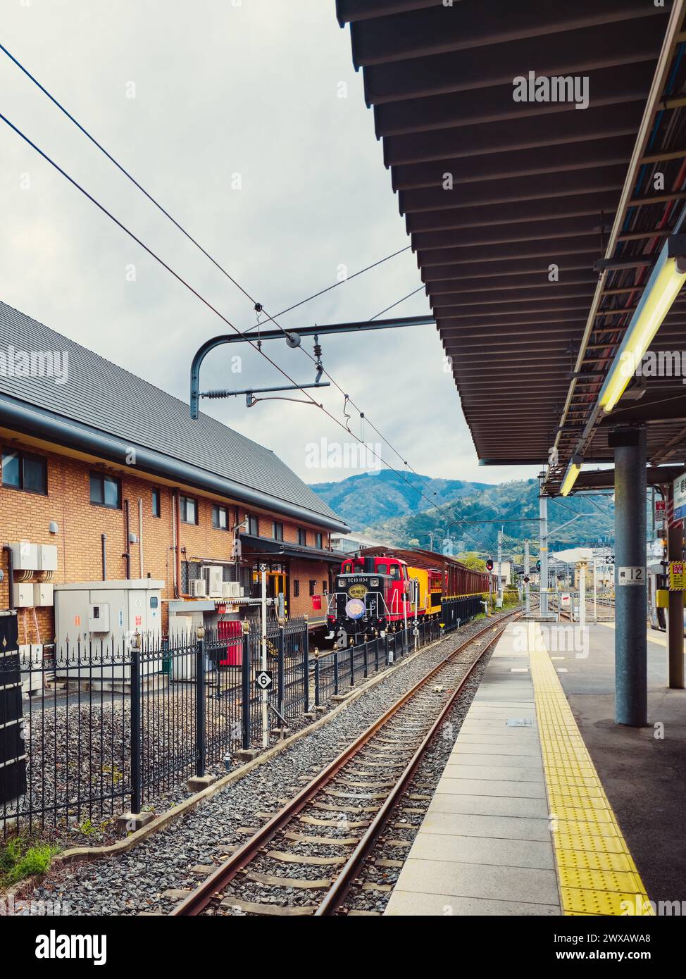 Old Train Arriving In A Station Of Japan  Stock Photo
