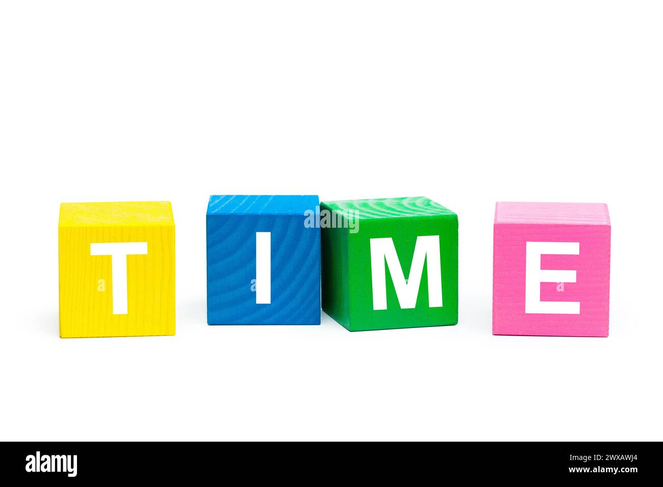 Time Concept with wooden block Stock Photo - Alamy