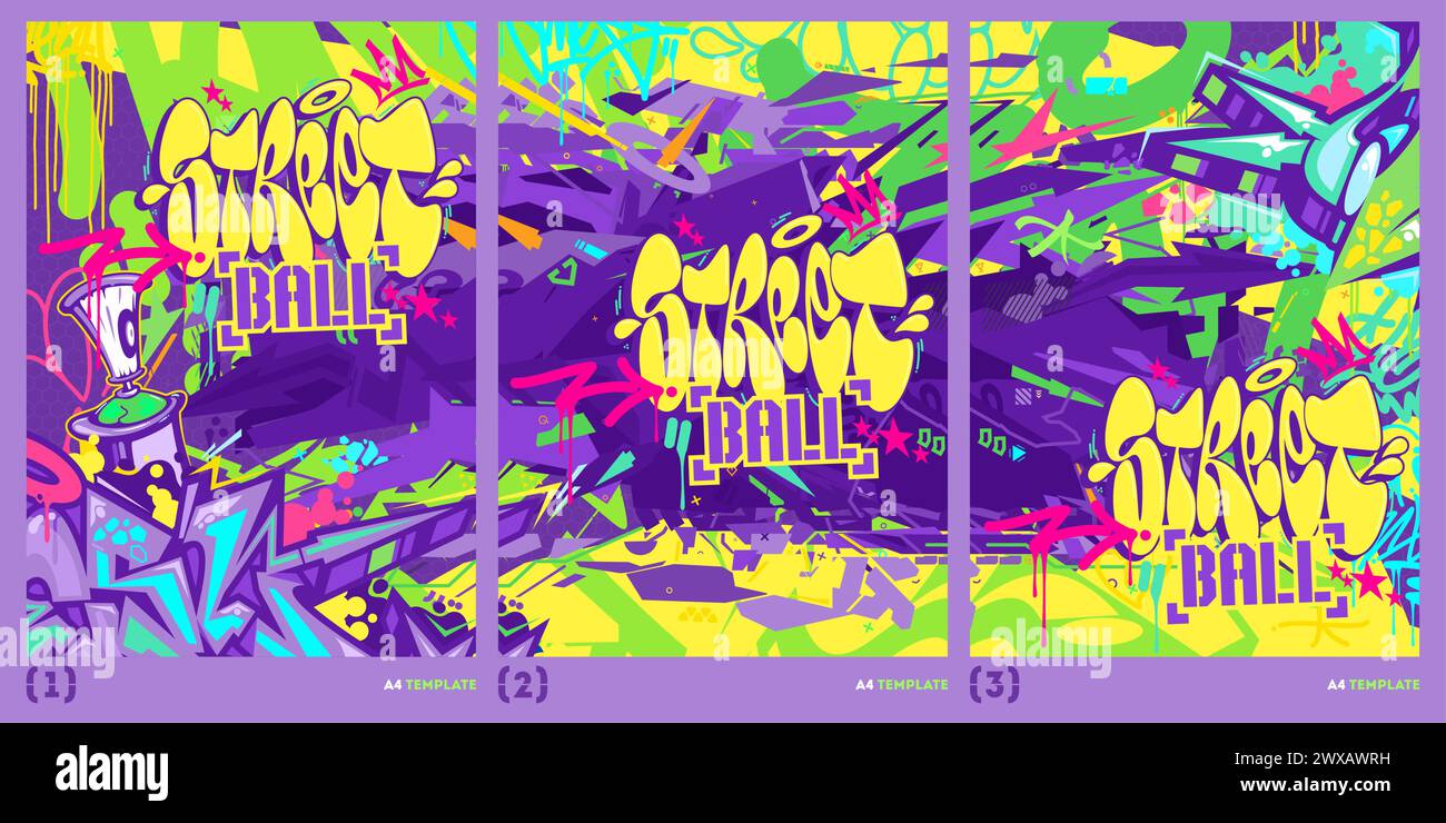 Cool Hip Hop Urban Street Art Graffiti Style Basketball Vector Illustration  A4 Poster Template. Vector illustration Stock Vector Image \u0026 Art - Alamy, image size:1300x740