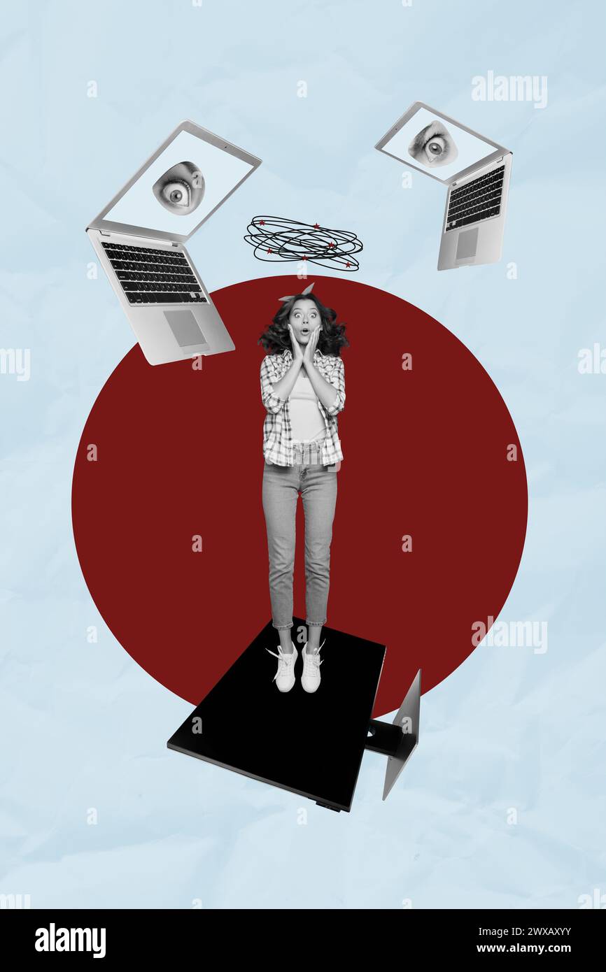 Trend artwork sketch image composite 3D photo collage of young lady ...