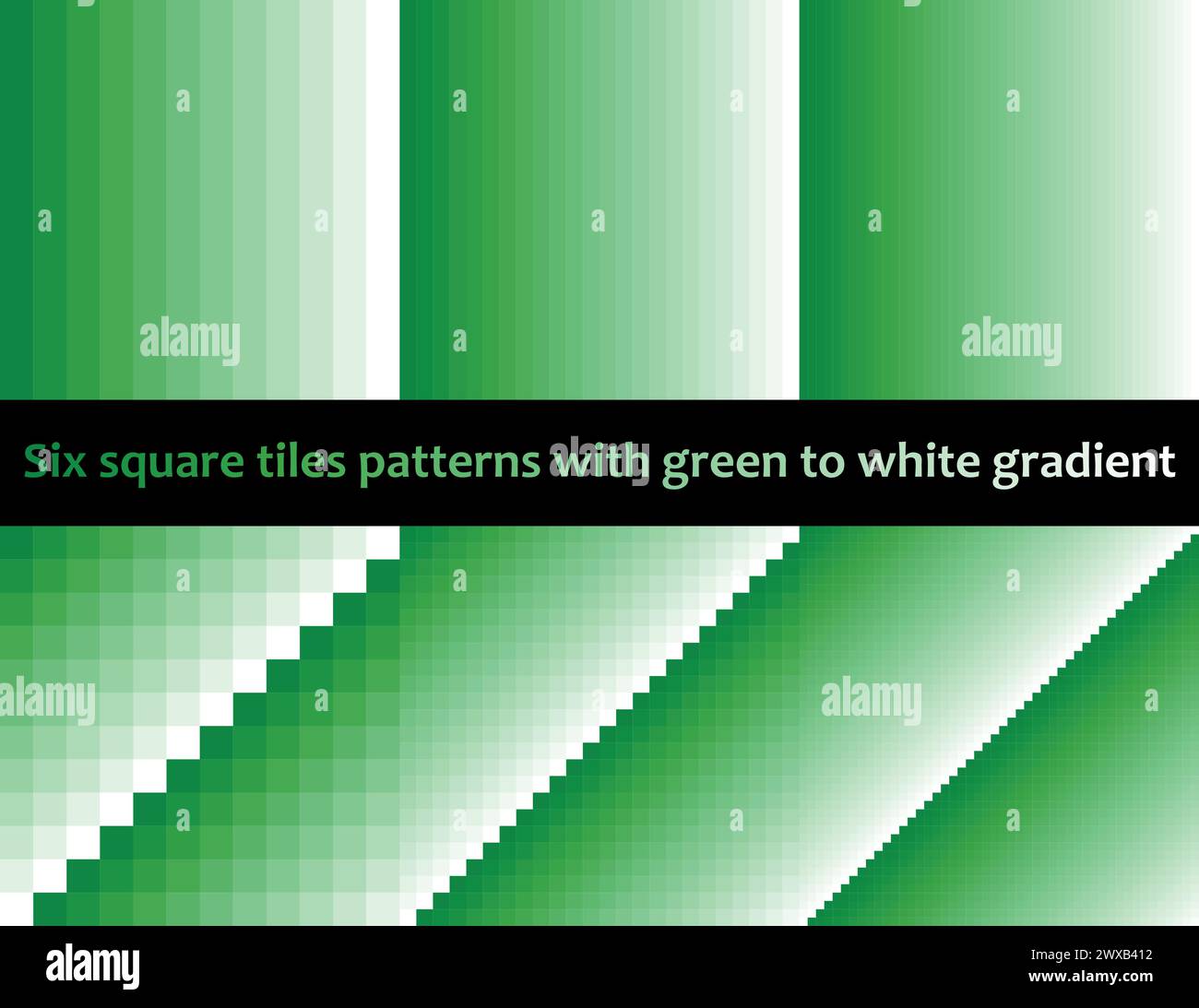 Green to white gradient in square tiles, seamless vector pattern ...