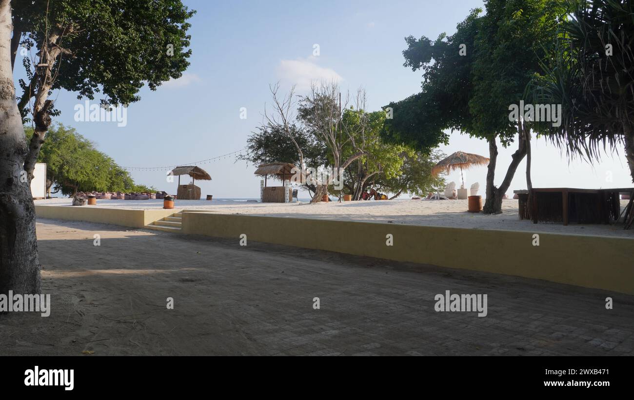 View of the beach in the afternoon on the island of Gili Trawangan, Lombok Stock Photo