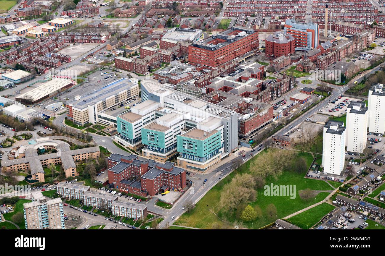 An aerial photograph of St James's University Hospital, Leeds, west Yorkshire, northern England Stock Photo