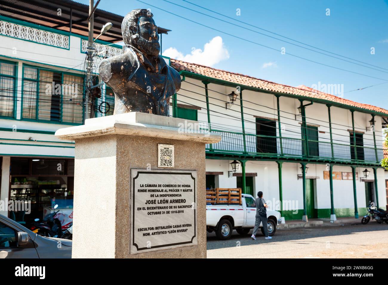 HONDA, COLOMBIA - JANUARY 12, 2024: Monument to Jose Leon Armero, hero of the Independence of Colombia and President of the Free State of Mariquita Stock Photo