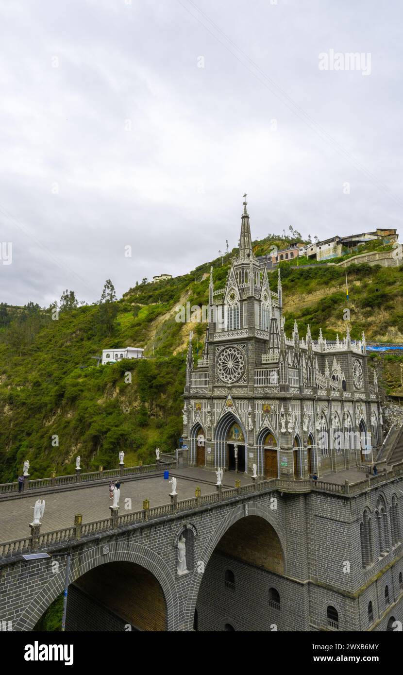 Sanctuary of Las Lajas, pilgrimage site and second wonder of Colombia, in Ipiales Stock Photo
