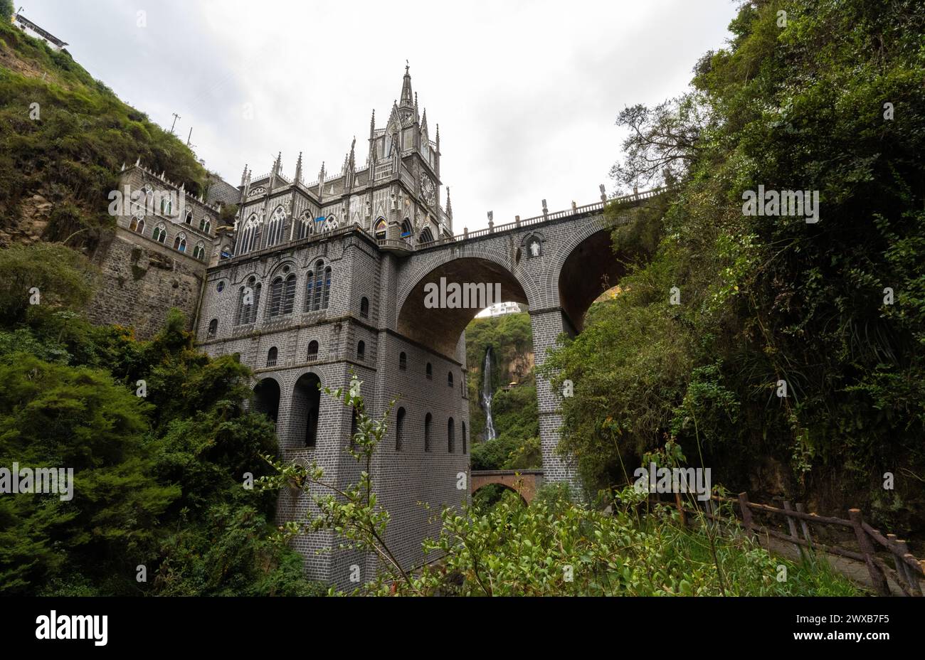 Sanctuary of Las Lajas, pilgrimage site and second wonder of Colombia, in Ipiales Stock Photo