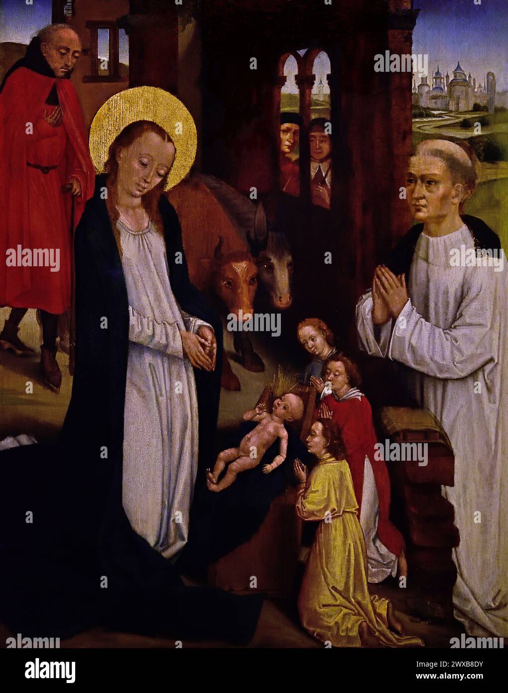 Birth of Jesus, (Annunciation and Gedeon) (triptych) South Netherlands 15th century ( Middle Panel ) Museum Mayer van den Bergh,  Antwerp, Belgium, Belgian. Stock Photo