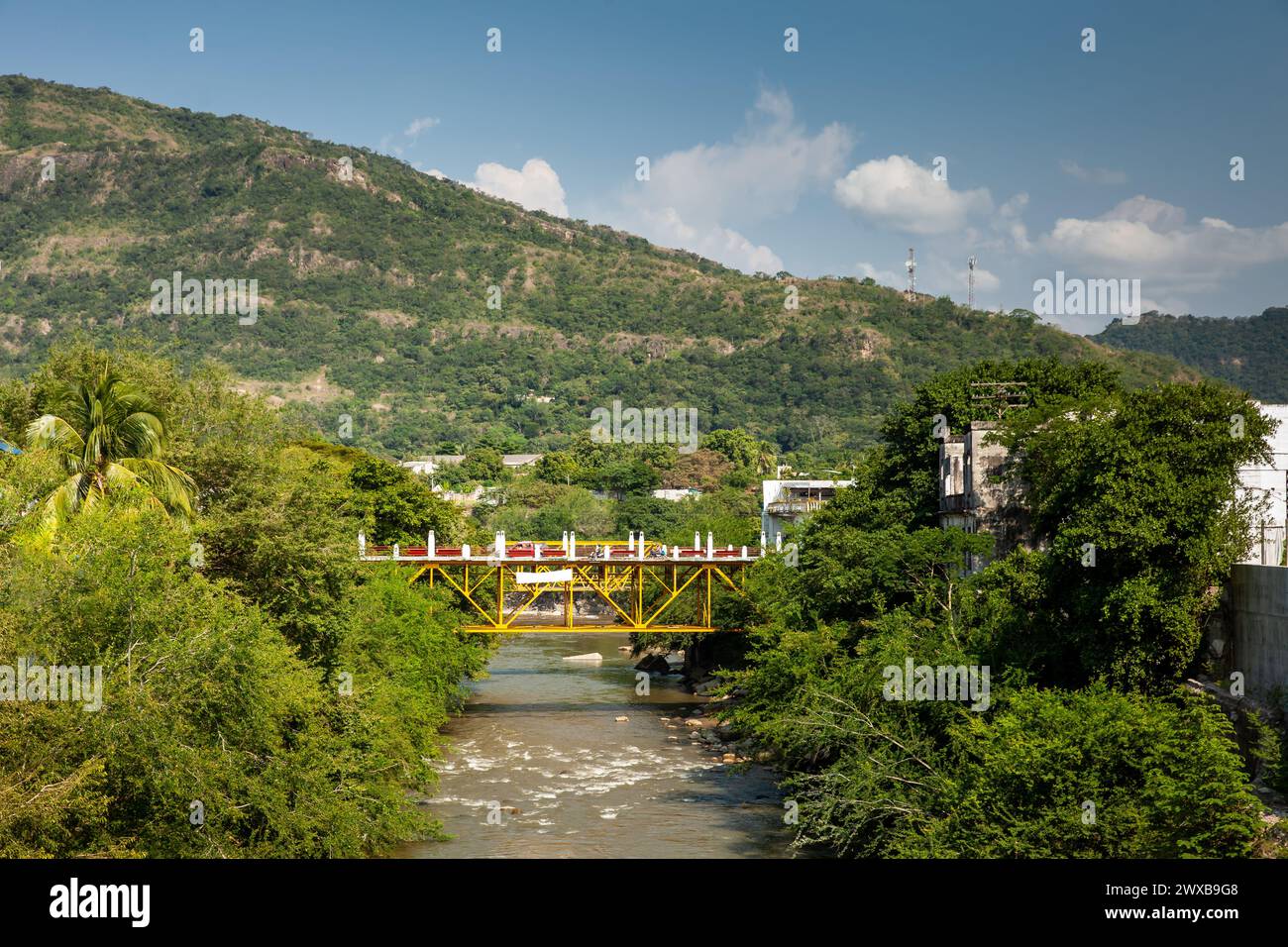 View of the Agudelo River over the Guali River in the Heritage Town of Honda in the Department of Tolima in Colombia Stock Photo