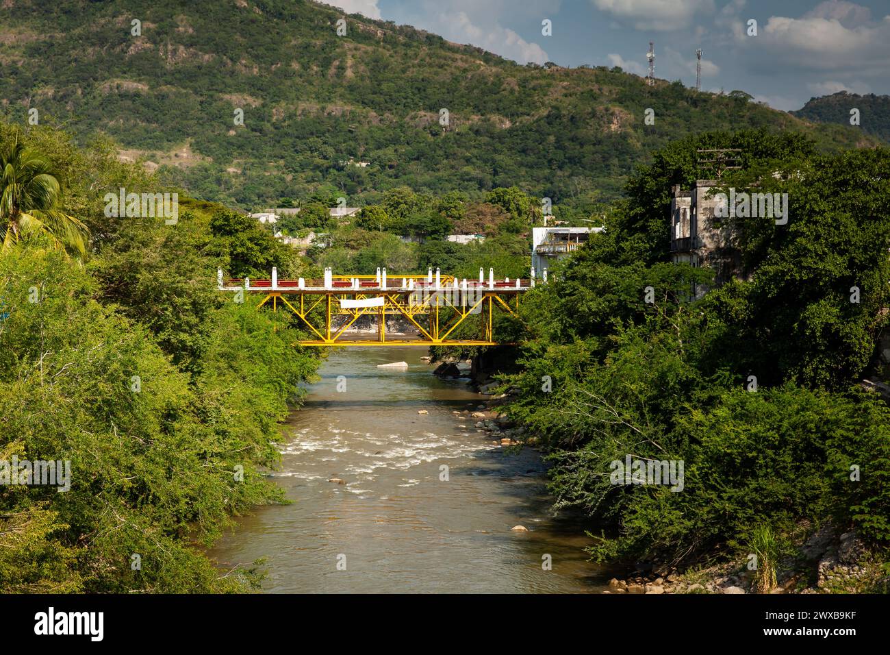 View of the Agudelo River over the Guali River in the Heritage Town of Honda in the Department of Tolima in Colombia Stock Photo