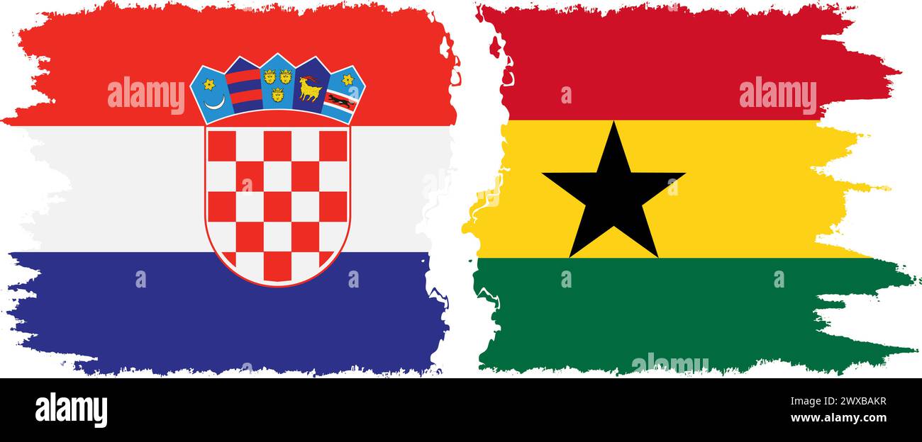 Ghana and Croatia grunge flags connection, vector Stock Vector