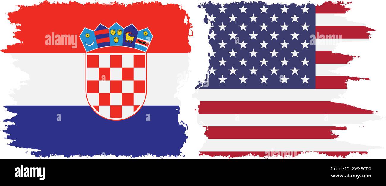 United States and Croatia grunge flags connection, vector Stock Vector