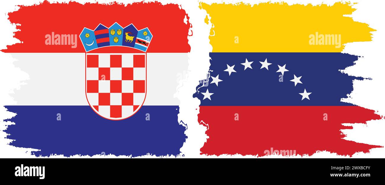 Venezuela and Croatia grunge flags connection, vector Stock Vector