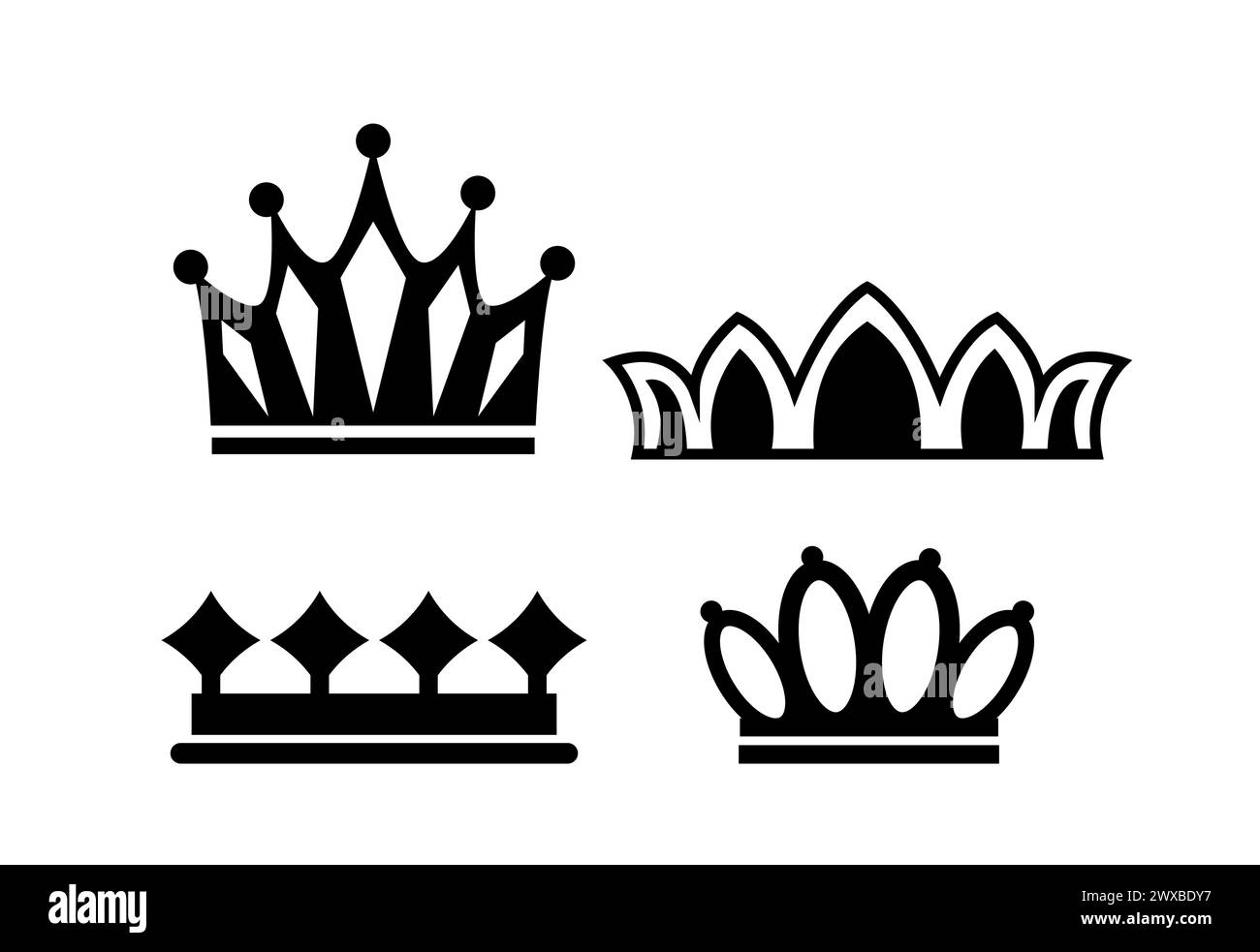 Set of crown silhouettes vector Stock Vector
