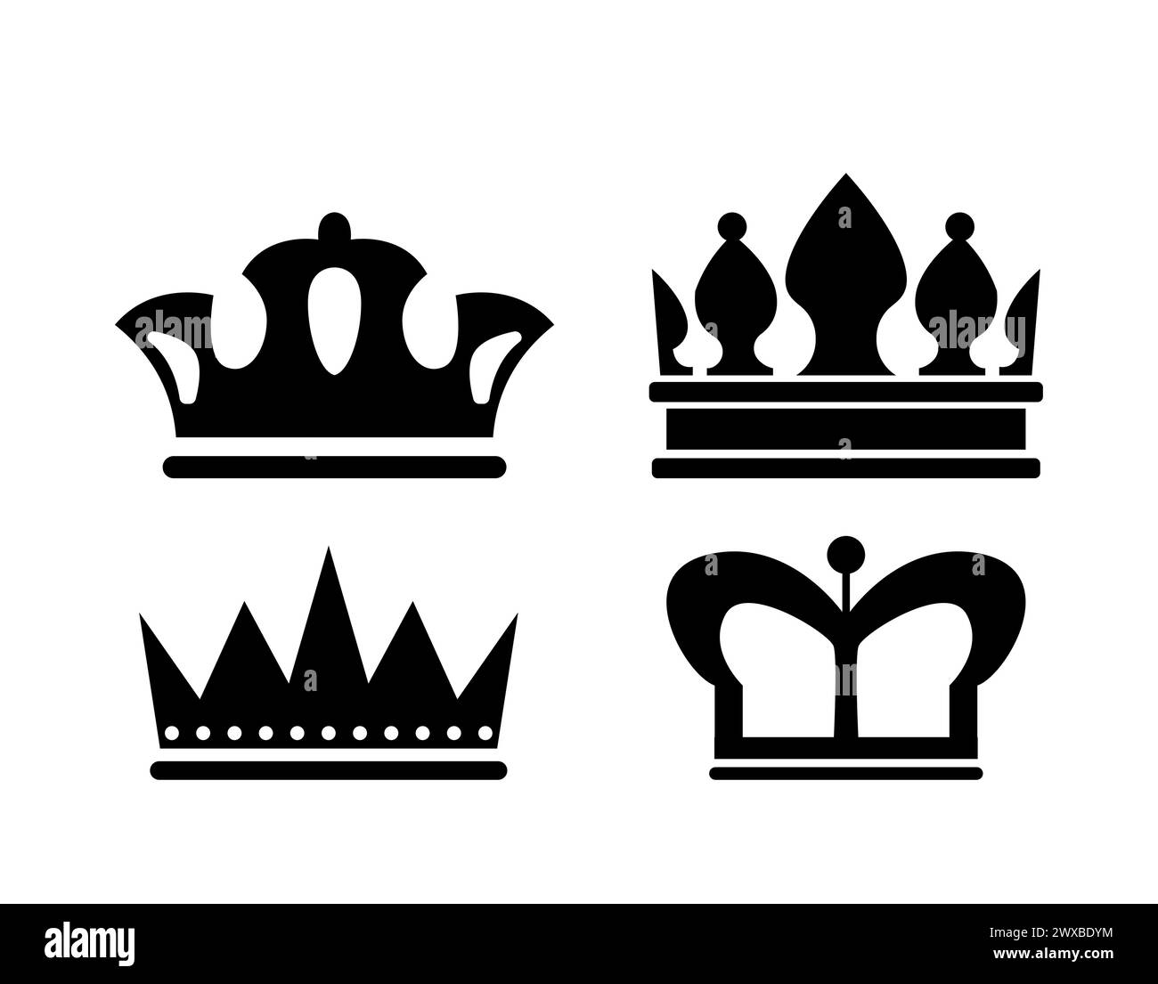 Set of crown silhouettes vector Stock Vector
