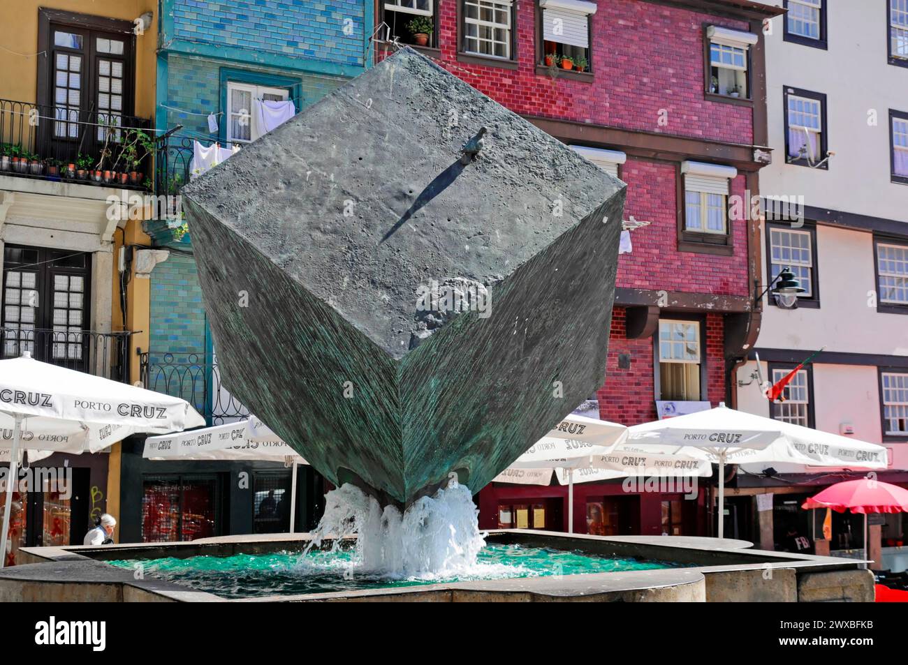 Fountain, Praca da Ribeira, Ribeira neighbourhood, Porto, Cube-shaped ...