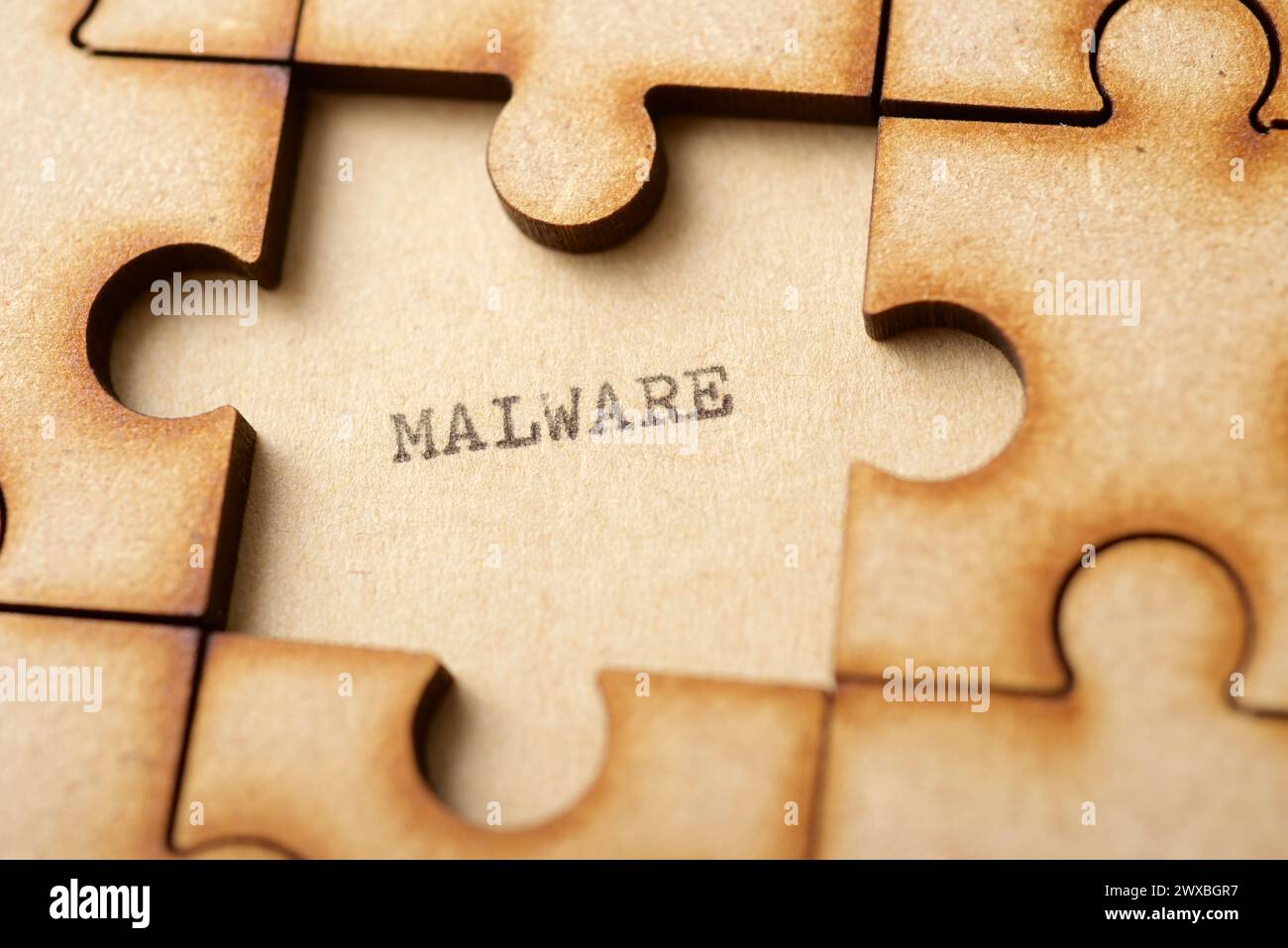 Malware word written with a typewriter. Stock Photo