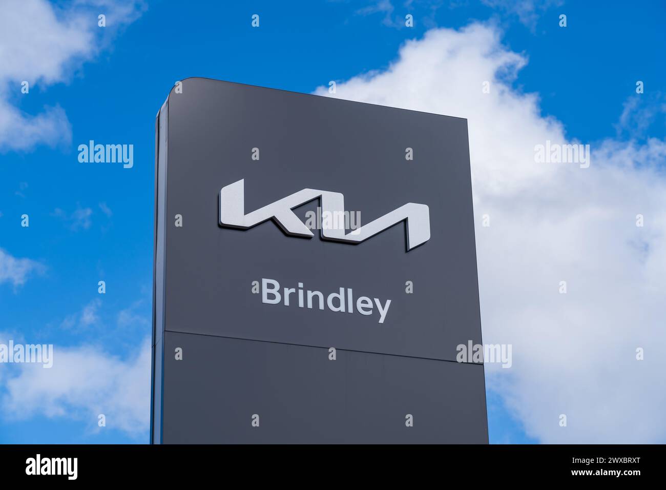 Wolverhampton, UK - March 29 2024: Kia external signage at a car dealership Stock Photo