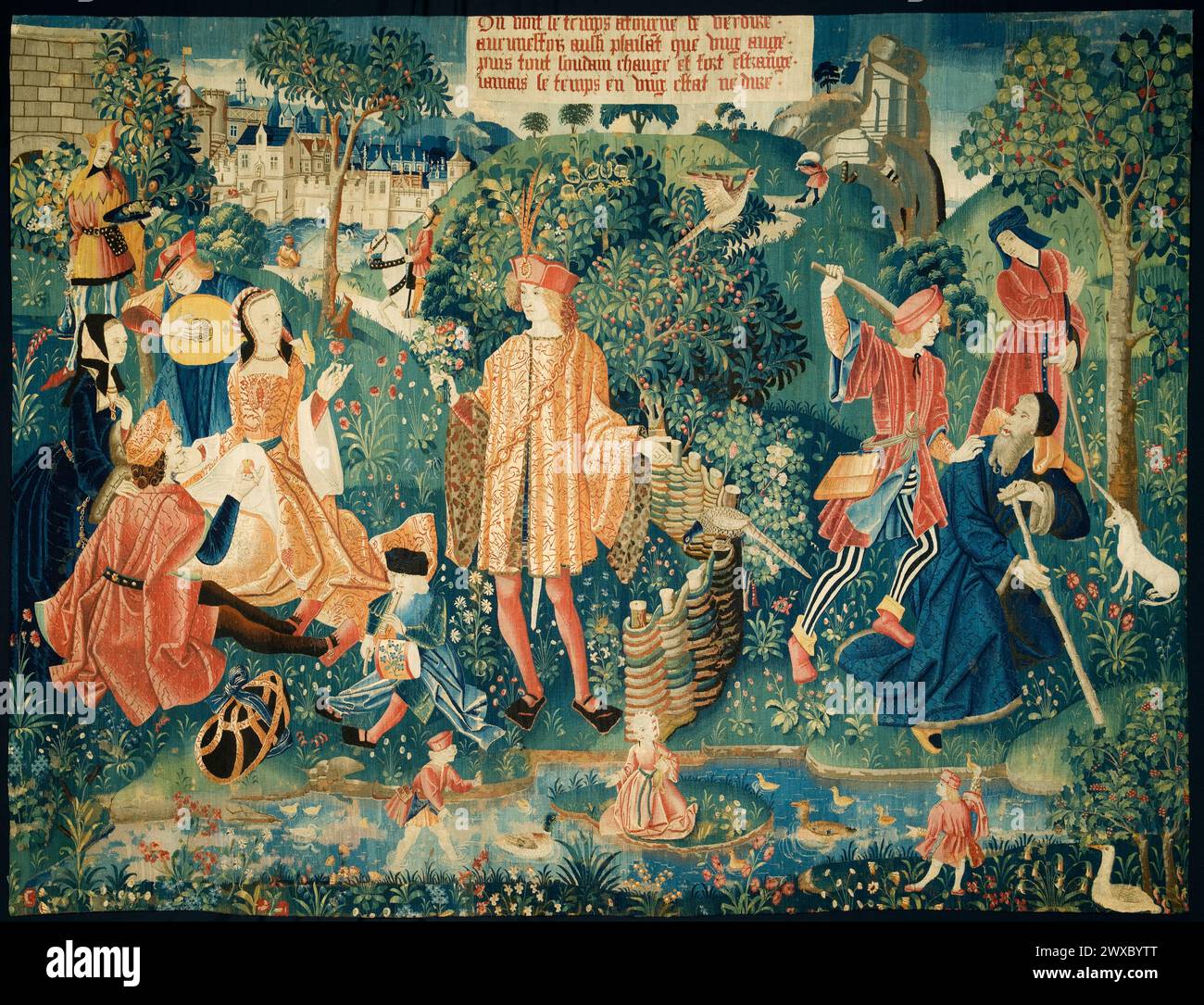 Time from the Chateau de Chaumont set of allegorical tapestries.  1512–15. Silk and wool tapestry weave. Stock Photo