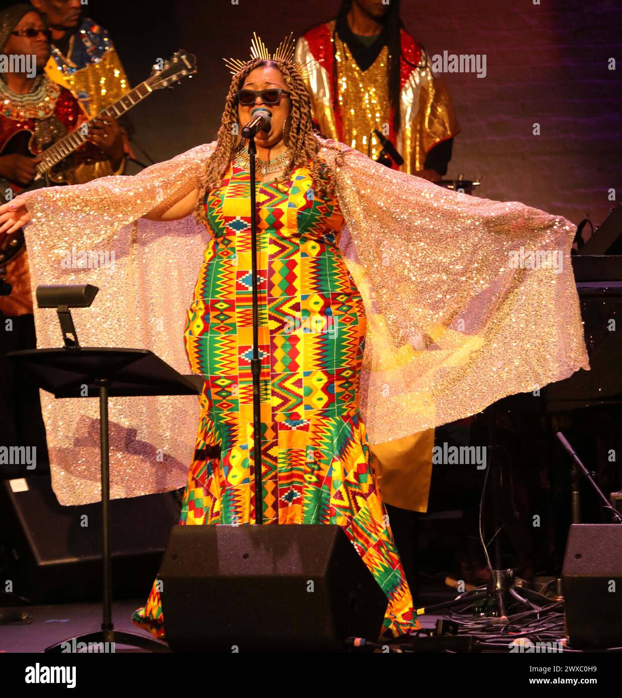 March 28, 2024, New York, New York, USA: Jazz singer TARA MIDDLETON from THE SUN RA ARKESTRA performs during the Jazz Foundation of Americaâ€™s â€˜A Great Night in Harlemâ€™ 2024 Gala Concert held at the Apollo Theater. (Credit Image: © Nancy Kaszerman/ZUMA Press Wire) EDITORIAL USAGE ONLY! Not for Commercial USAGE! Stock Photo