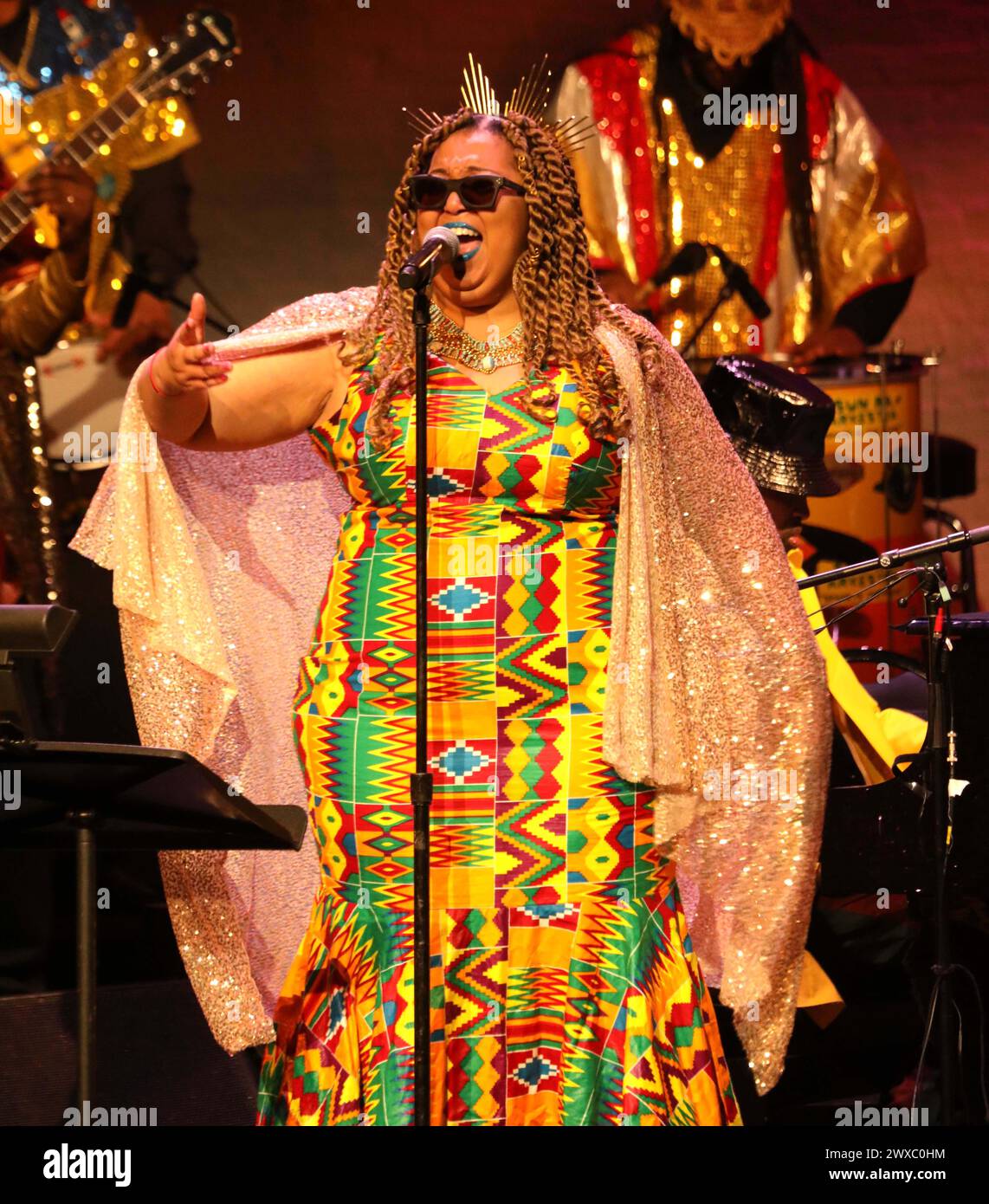 March 28, 2024, New York, New York, USA: Jazz singer TARA MIDDLETON from THE SUN RA ARKESTRA performs during the Jazz Foundation of Americaâ€™s â€˜A Great Night in Harlemâ€™ 2024 Gala Concert held at the Apollo Theater. (Credit Image: © Nancy Kaszerman/ZUMA Press Wire) EDITORIAL USAGE ONLY! Not for Commercial USAGE! Stock Photo