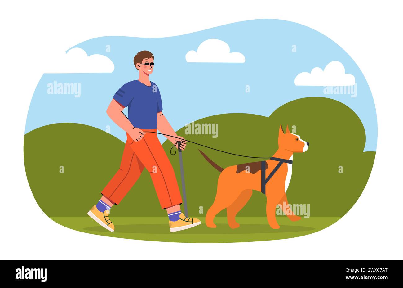 Blind man with dog vector Stock Vector