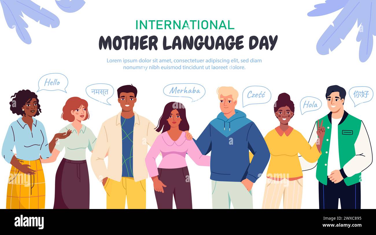 National mother Language Day vector poster Stock Vector