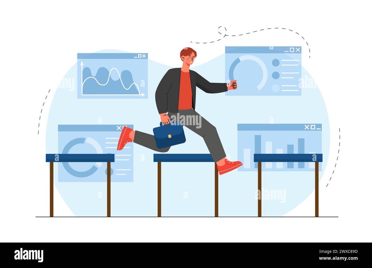 Man with obstacles business vector Stock Vector