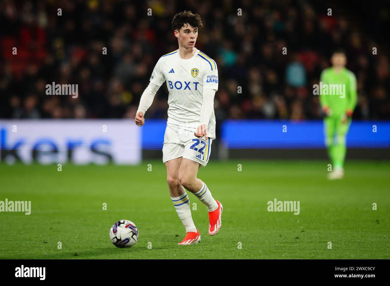 WATFORD, UK - 29th Mar 2024: Archie Gray of Leeds United in action ...