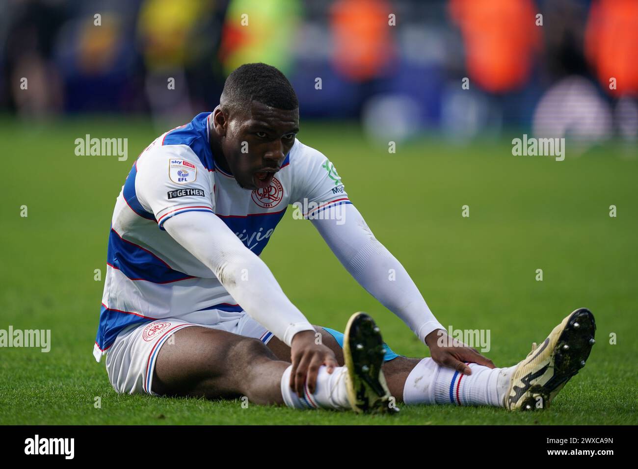 LONDON, ENGLAND - MARCH 29: Sinclair Armstrong of Queens Park Rangers after the Sky Bet Championship match between Queens Park Rangers and Birmingham City at Loftus Road on March 29, 2024 in London, England.(Photo by Dylan Hepworth/MB Media) Stock Photo