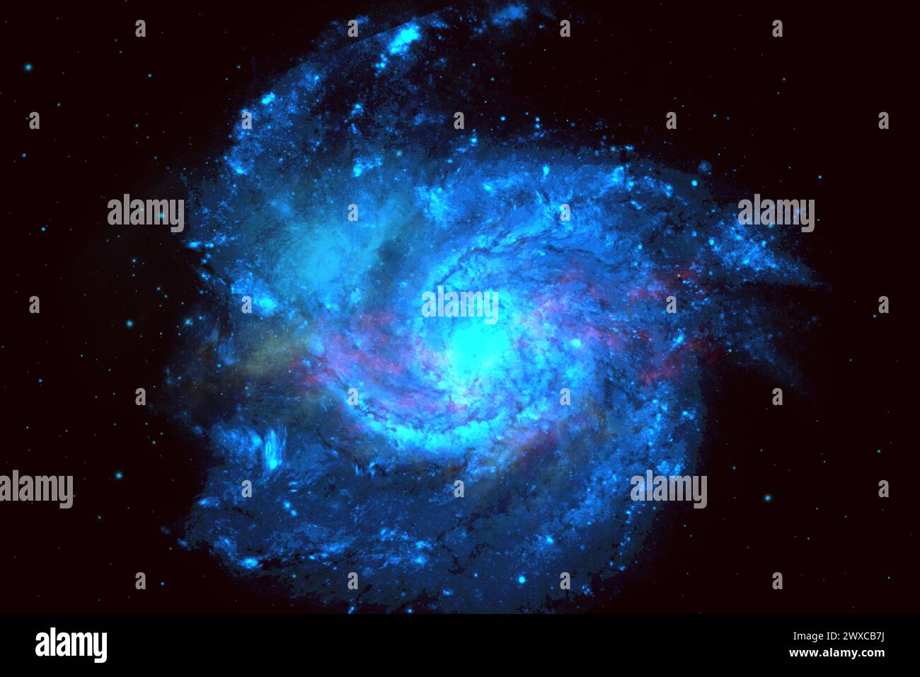 Space wallpaper showcasing a blue galaxy nebula. Stock Photo