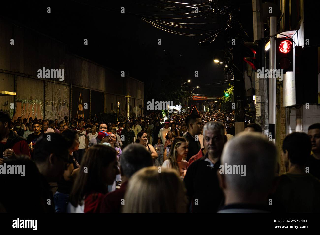 Medellin, Colombia. 28th Mar, 2024. Colombians celebrate the holy thursday with a night procession in Copacabana, northern of Medellin, Colombia, on March 28, 2024. Photo by: Juan J. Eraso/Long Visual Press Credit: Long Visual Press/Alamy Live News Stock Photo