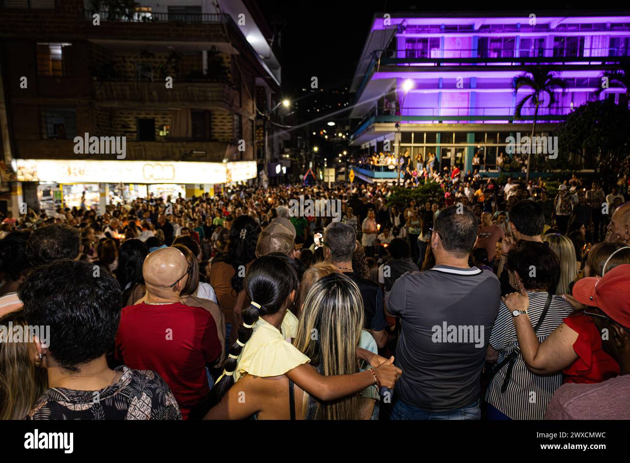 Medellin, Colombia. 28th Mar, 2024. Colombians celebrate the holy thursday with a night procession in Copacabana, northern of Medellin, Colombia, on March 28, 2024. Photo by: Juan J. Eraso/Long Visual Press Credit: Long Visual Press/Alamy Live News Stock Photo