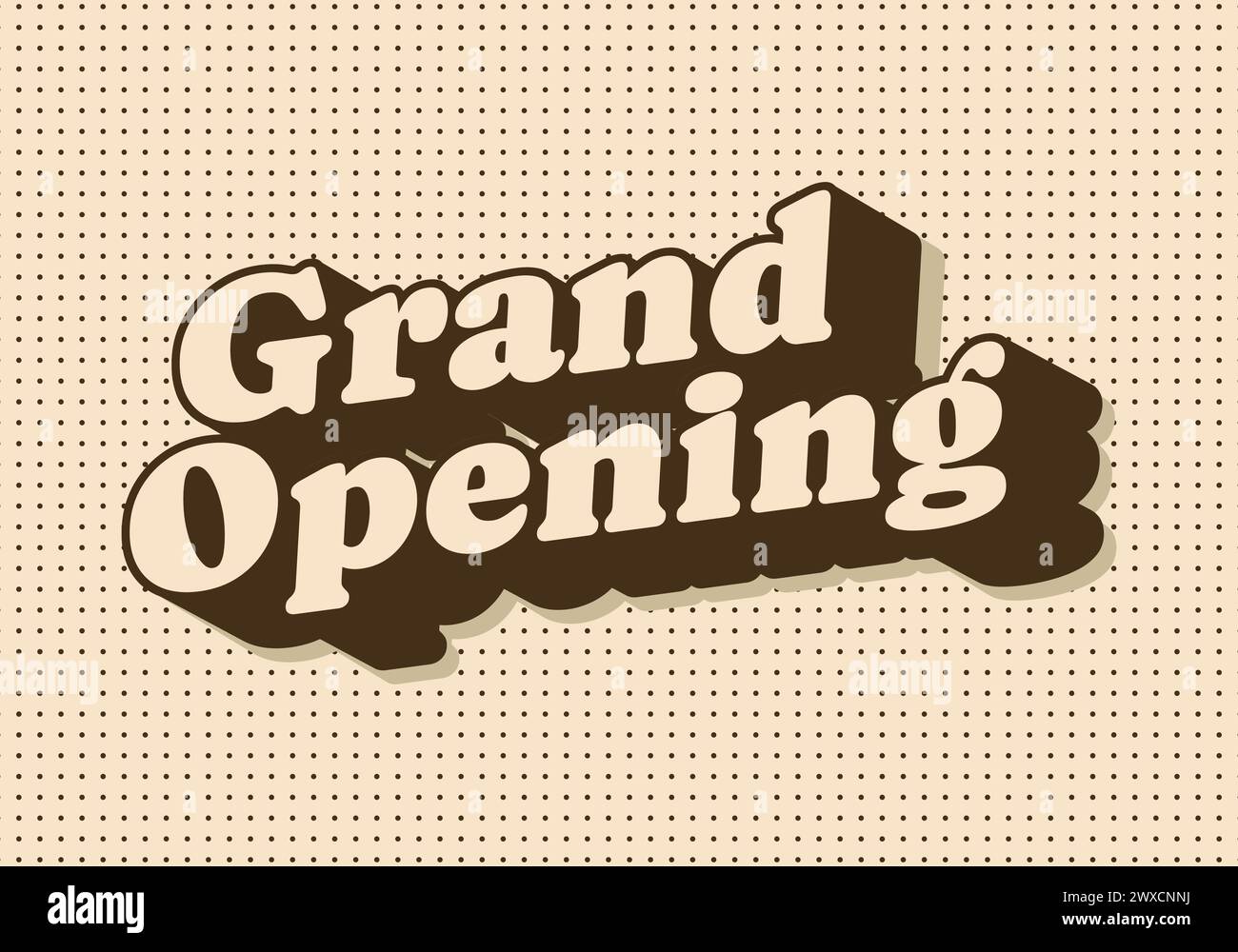 Grand opening. Text effect design in vintage color with 3 dimension