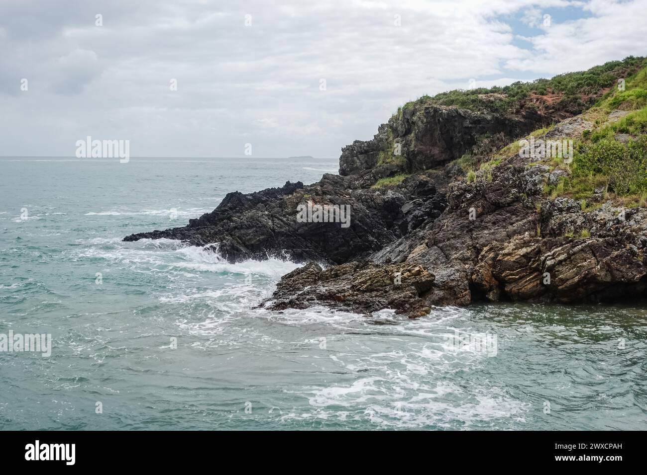 Muttonbird Island, in Coffs Harbour, Australia, offers stunning coastal views and wildlife observation opportunities. A short walk from the harbor, it Stock Photo