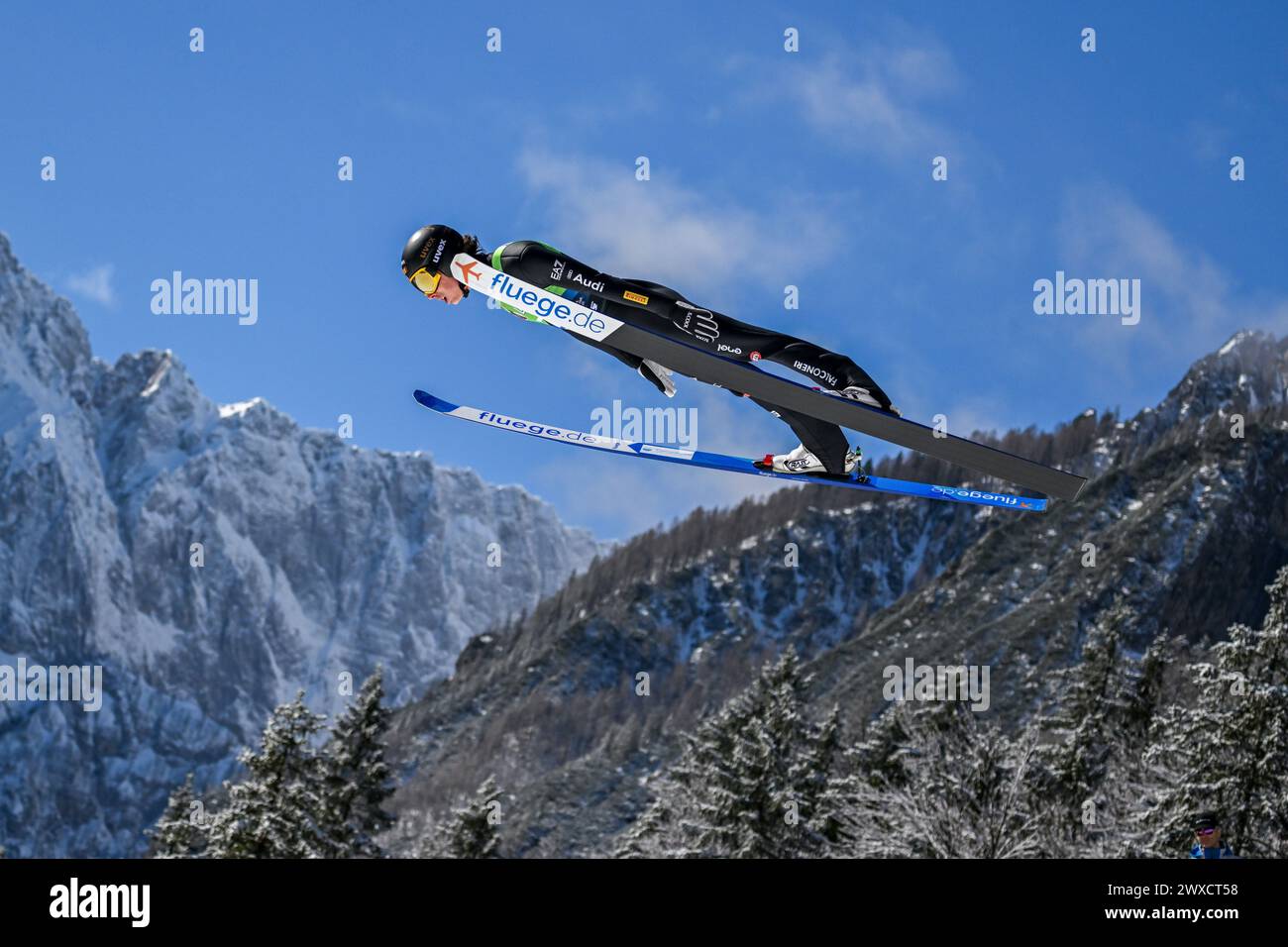 Planica, Slovenia. 24th Mar, 2024. Alex Insam of Italy in action during