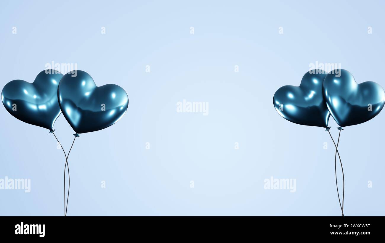 Abstract light blue background with heart shaped heart balloons 8k ...