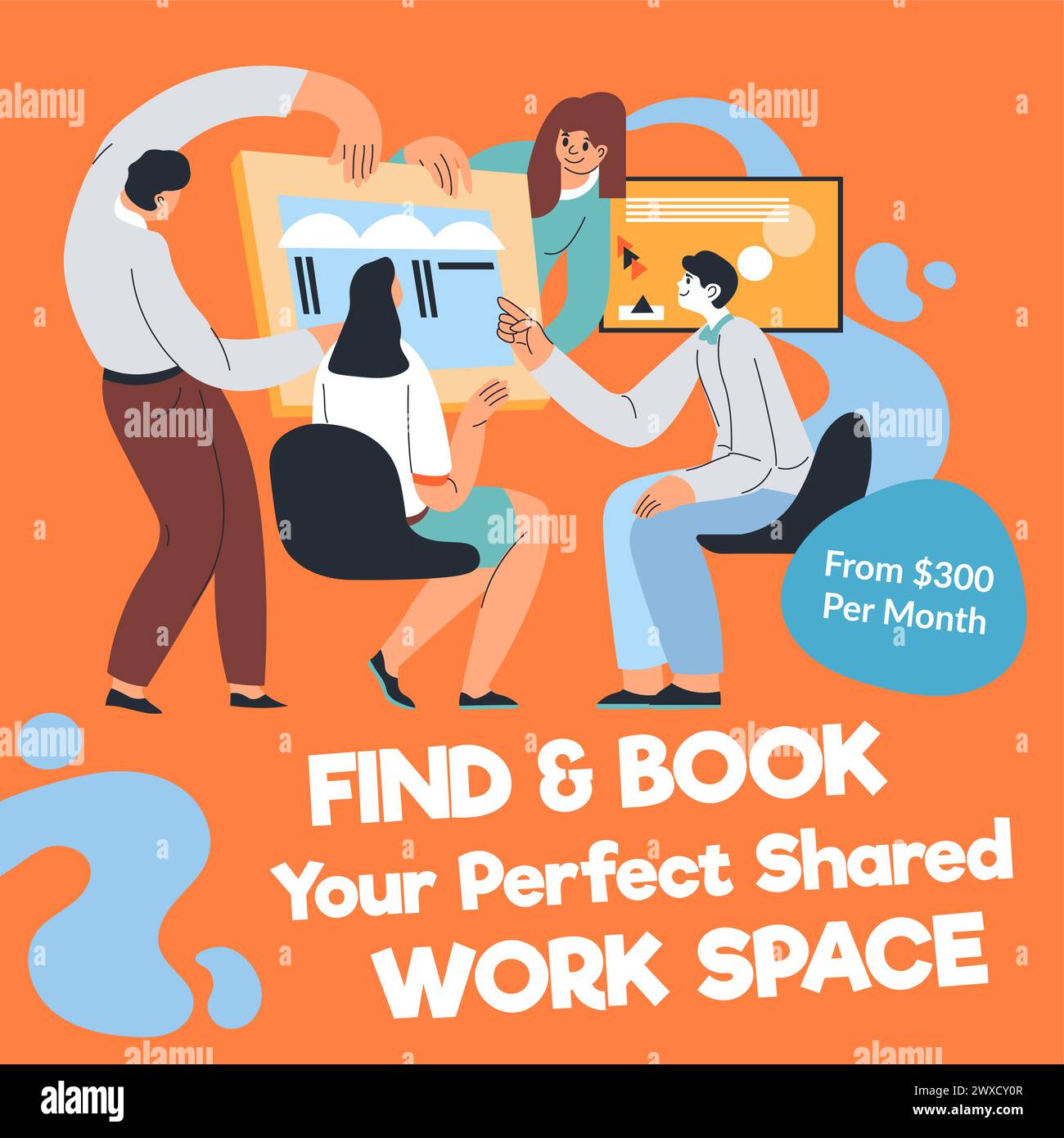 Find your perfect shared work spaces, banners Stock Vector Image & Art 