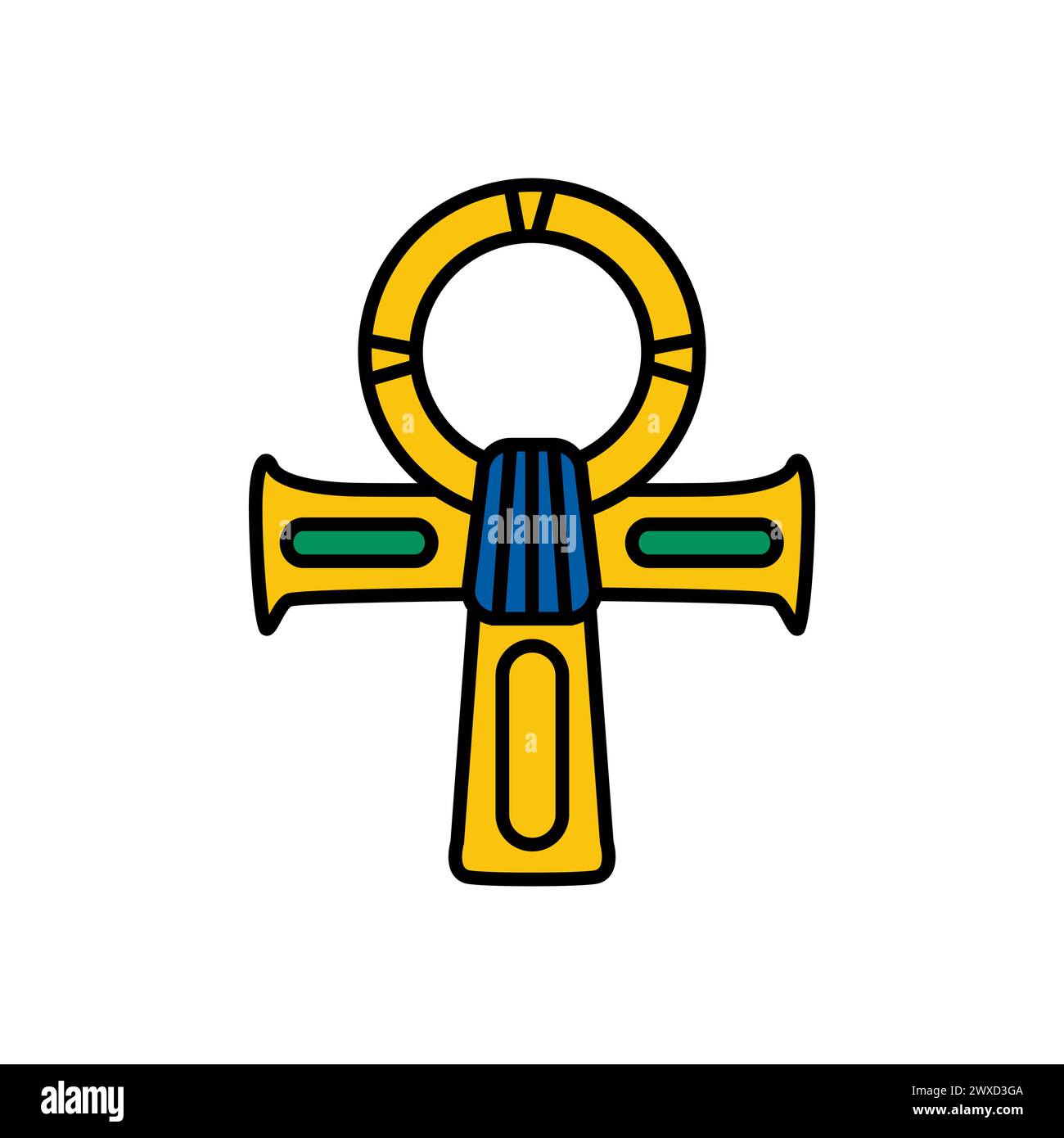 Egyptian cross hieroglyph and symbol, cross Ankh icon Stock Vector