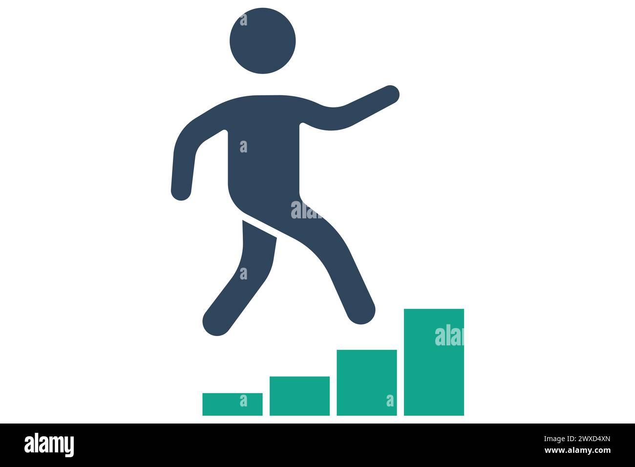 step icon. people climb stair. icon related to action plan, business ...