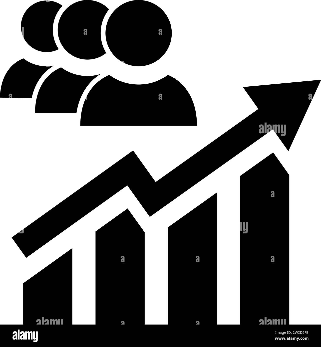 Growing bar graph and people icon for web template or mobile app design Stock Vector