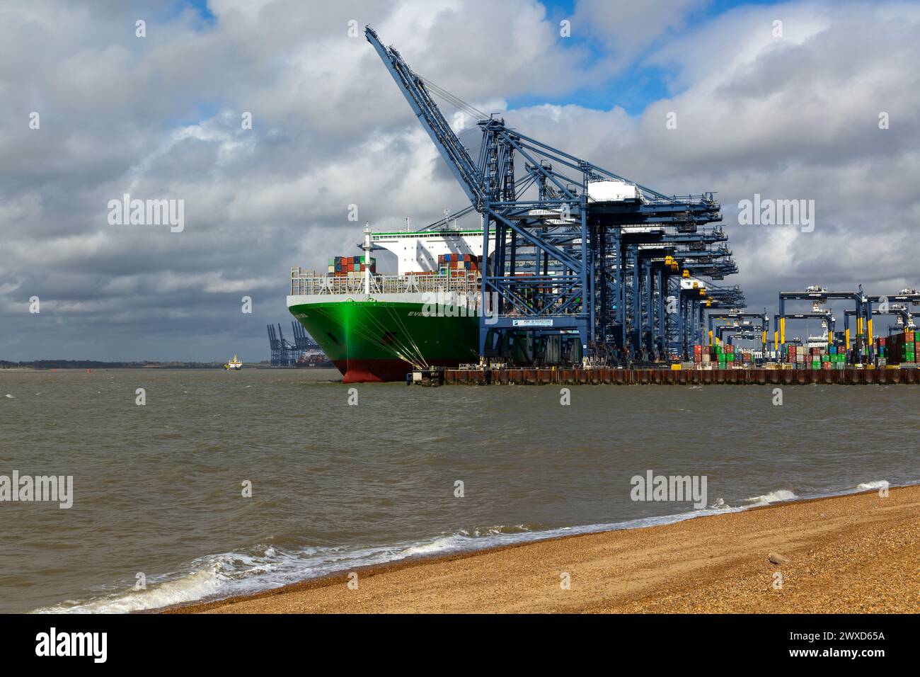 Ever Aria container ship at quayside, Port of Felixstowe, Suffolk ...