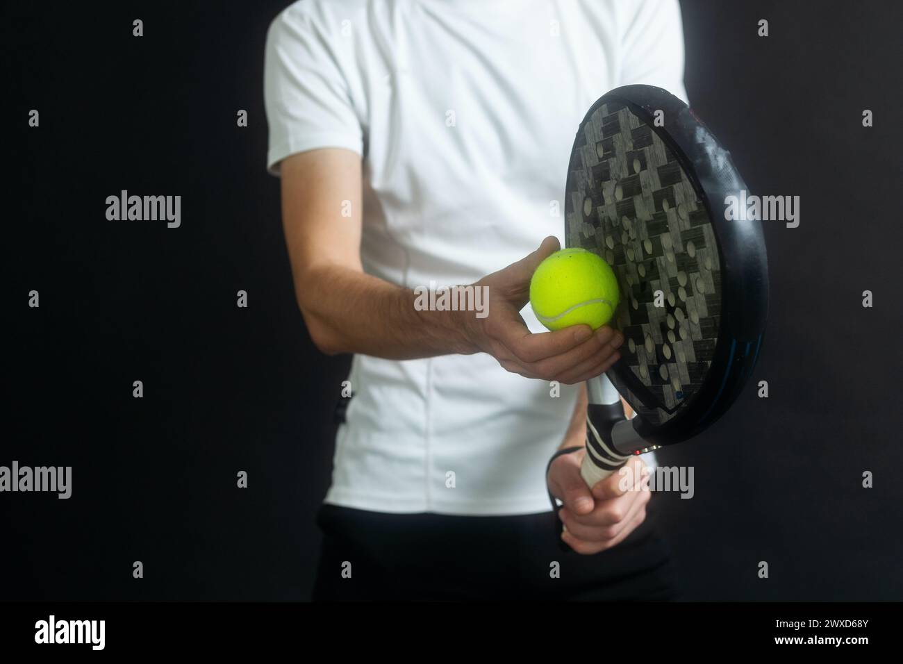 one caucasian mature man Paddle Padel tennis player shadow silhouette ...