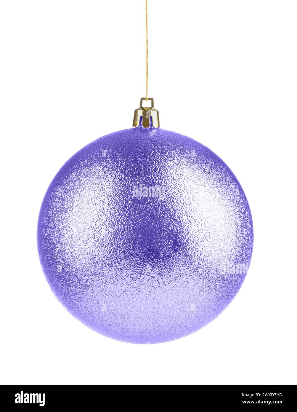 Violet Christmas ball hanging on white background Stock Photo - Alamy